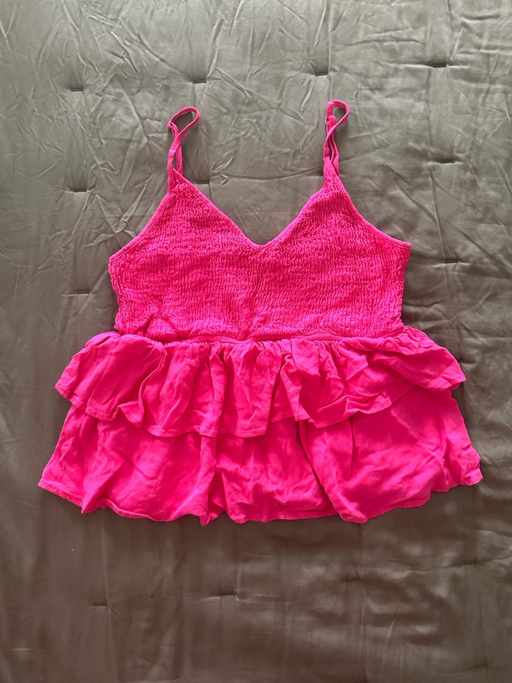 Main Strip Bright Pink Ruffle Camisole